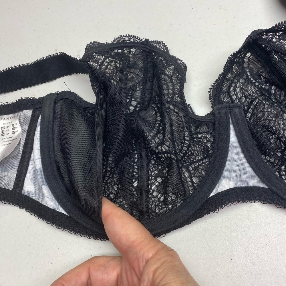 Fantasie BLK/WHT Unlined Underwire, 34G - Picture 4 of 6